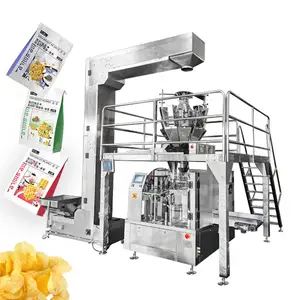 Doypack rotativo automático pré-fabricado, máquina de embalagem para alimentos para animais de estimação, grânulos de feijão, com zíper, 100g, 200g, 500g, 1kg