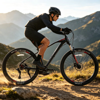 Vélo de montagne en alliage d'aluminium, 24 vitesses, cadre entièrement amorti, freins à disque, roues de 27 pouces, selle ergonomique pour le cross-country/le descente