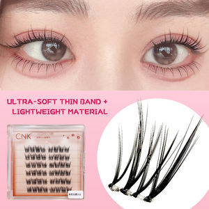 Yiernuo Cils synthétiques naturels pour extensions de cils en grappe DIY Volume Russe Bande transparente Cils pré-collés à presser - Product Image 2