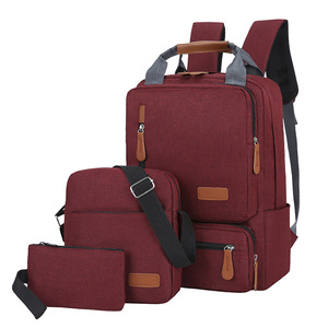 Laptop <b>Backpack</b> Set Gray Three Piece Casual Travel Bag With Shoulder <b>Strap</b> For Men Students School Use - Product Image 4