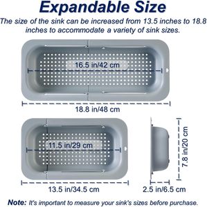 Panier égouttoir d'évier extensible et pliable, réglable pour poser sur l'évier - Product Image 2