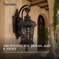 Applique murale extérieure vintage européenne en cuivre et verre dépoli Tomato Lighting, culot E14, 3000K, étanche IP65 pour entrée de villa