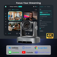 3 Cámaras PTZ 4K NDI con Zoom 20x, Seguimiento por IA, USB/HDMI/SDI/LAN y Controlador de Teclado Joystick PTZ KB300Pro