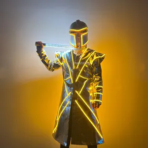 나이트 클럽 바 로마 군인 코스프레 의류 빛나는 LED 로봇 의상 볼룸 쇼 댄서 공연 착용