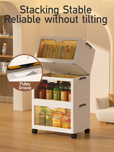 Xingsheng Household PP Plastic Foldable Cabinet 1Layer with Wheels Transparent <strong>Clear</strong> Storage Organizer for Clothes Shoe Kitchen - Product Image 5