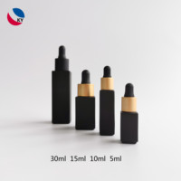 Offre Spéciale 5ml 10ml 15ml 20ml 30ml carré mat noir givré bouteille en verre à huile essentielle avec bouchon compte-gouttes en or