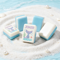 Jeu de Mahjong pour enfants à bords lisses, tuiles fines, Mahjong côtier, jeu de voyage pour fête de plage et vacances d'été