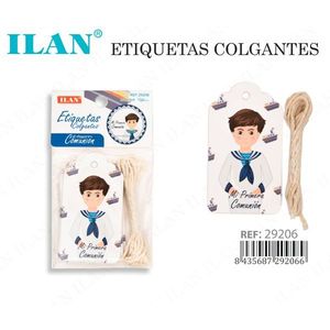 Etichette pendenti Ilan per Prima Comunione, design bambino, 3 pezzi con cordino per regali e abbigliamento - Product Image 3