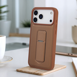 Étui <span class=keywords><strong>de</strong></span> téléphone portable 2-en-1 durable, antidérapant, antichoc, texturé tissé avec support pour iPhone 17 16 15 14 Pro Max et Samsung S25 - Product Image 1