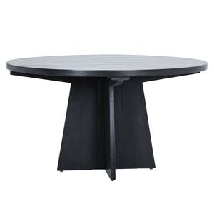 โต๊ะอาหารทรงกลมสีดำ วินเทจ ทำจากไม้สนรีไซเคิล สำหรับห้องรับประทานอาหาร - Product Image 1