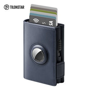 Portefeuille RFID pour cartes de crédit, en cuir et aluminium, minimaliste, pour hommes, <span class=keywords><strong>porte</strong></span>-cartes de visite <span class=keywords><strong>Airtag</strong></span> - Product Image 1