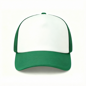 Gorra Trucker Verde y Blanca de Malla, 6 Paneles, Ajustable, Unisex, Casual, para Primavera/Verano - Product Image 1