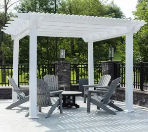 Moderne Stijl Waterdichte Outdoor Wit Tuin Hout Kunststof Composiet Pergola