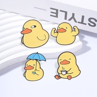 Broche en métal émaillée de haute qualité, motif canard jaune de dessin animé créatif et amusant, pour Meme, parapluie, tasse à café, sac à dos, veste
