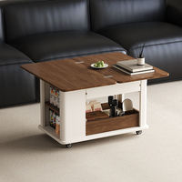 Table basse moderne en bois massif à bords rectangulaires, écologique, durable, pliable, en MDF, avec chariot mobile rotatif pour