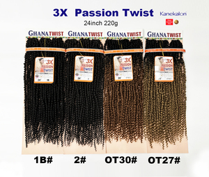 Cheveux 100% Kanekalon, tresses longues de 24 pouces, style 3x Darling Ghana <span class=keywords><strong>Twist</strong></span> <span class=keywords><strong>Passion</strong></span> <span class=keywords><strong>Twist</strong></span>, mèches pré-tressées, cheveux pour crochet - Product Image 2