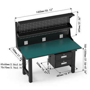 Table de travail réglable en hauteur avec 4 moteurs, capacité de charge de 300 kg, 4 pieds, poste de travail électrique, bureau debout avec tiroir, panneau perforé, lumière et prise - Product Image 3