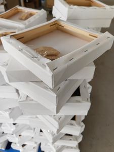 Toile de lin professionnelle en gros, 3624 mm, taille personnalisée, 380 g, coton et lin mélangés, tendue, cadre en pin blanc pour artiste - Product Image 3