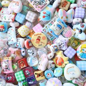 <span class=keywords><strong>Lot</strong></span> mixte de perles en plastique acrylique colorées avec logo de dessin animé pour la fabrication de cordes à cheveux, de lanières de téléphone, de bijoux, de sacs à stylos, d'accessoires - Product Image 1