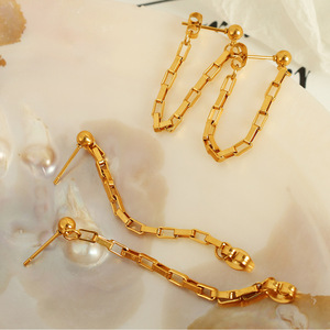French Style Retro Drop <b>Earrings</b> Gold Plated Chain <b>Tassel</b> Women's Jewelry Party Fashion <b>Earring</b> EH638 - Product Image 2