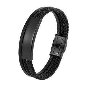 Bracelet en cuir PU personnalisable pour homme avec accessoires en acier inoxydable et logo – Offre promotionnelle - Product Image 1