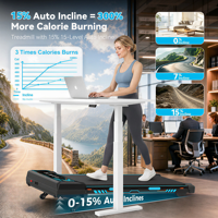 Treadmill Elektrik Walking Pad dengan Kemiringan Otomatis 1-15%, Lebar Sabuk 40 cm, Mesin Fitness di Bawah Meja untuk Home Gym, OEM Dapat Disesuaikan