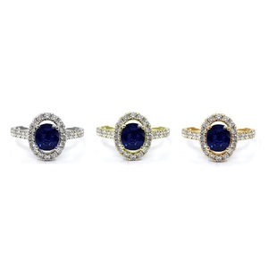 Bijoux fins au Design romantique, bague de fiançailles en saphir bleu 14k, bague de mariage en or massif blanc pour femmes - Product Image 4