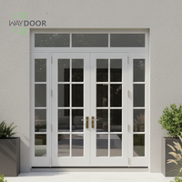 Portes extérieures insonorisées en bois de chêne et de pin acajou avec insertion de verre Porte arrière double en bois massif
