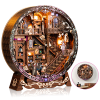 Kit de Modélisme 3D en Bois Miniature, Jouet d'Assemblage Stéréoscopique DIY pour Décoration de Bureau, Maison Miniature DIY, Bibliothèque Magique DIY, Modèle DIY