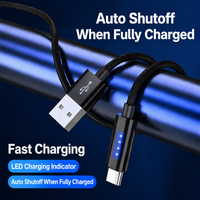 Kabel USB-C ke USB-C LED Light up 120W Pengisian Cepat, Kabel Nilon Terjalin untuk Ponsel, Tablet, Laptop, Mobil 1M 2M OEM Grosir Pabrik