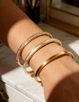 Ensemble de bracelets en acier inoxydable plaqué or 18 carats, minimalistes, incrustés de nacre et de zircon, empilables, pour femmes, résistants à l'eau
