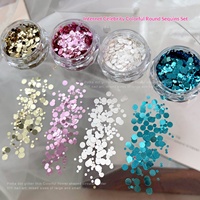 Accessoires de nail art ultra-fins brillants à sequins ronds, style Instagram, printemps-été, couleurs variées, tailles mixtes, pour DIY ongles