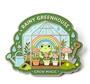 Custom Enamel Frog Greenhouse <b>Pin</b> Metal Brooch Personalized Lapel <b>Badge</b> Rainbow Garden Gift Collectible - Product Image 1