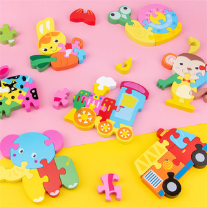 Giocattoli educativi di apprendimento precoce del bambino di vendita diretta del produttore dei giocattoli di puzzle 3D del fumetto di legno all'ingrosso <span class=keywords><strong>Montessori</strong></span> - Product Image 5