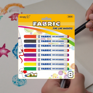 Ensemble de 8 couleurs Simplement 3934 marqueurs de lignes fines en tissu PLA Stylos textiles à encre permanente certifiés ASTM Papier moyen pour vêtements/toile - Product Image 5
