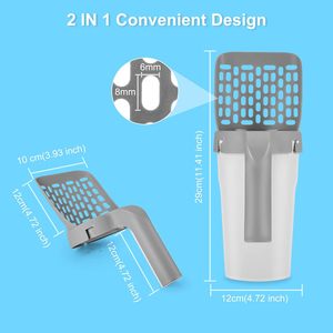 Scooper per lettiera per gatti portatile di grande capacità con supporto per lettiera per gatti e lattina di rifiuti - Product Image 5