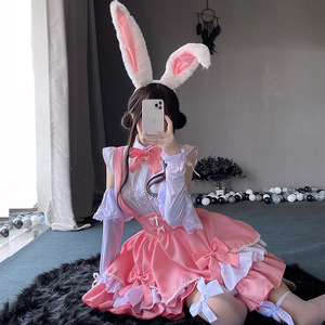 <span class=keywords><strong>Dulce</strong></span> Rosa Lolita vestido mucama Cosplay disfraces Lolita conejito juego <span class=keywords><strong>de</strong></span> rol uniforme <span class=keywords><strong>de</strong></span> Halloween - Product Image 3