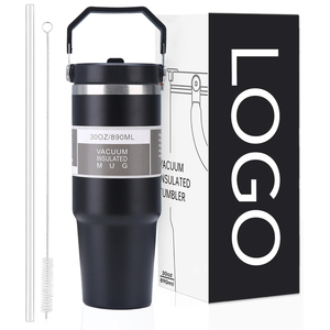 OEM/ODM 20oz White Straight Tumblers Blanks <b>Double</b> <b>Wall</b> Stainless Steel Sport Water Bottle with Handle and Lid - Product Image 1