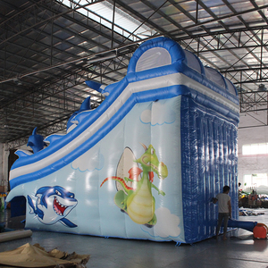 Tùy Chỉnh Trẻ Em Inflatable Trượt Nước Inflatable Cho Hồ Bơi Giá Rẻ Inflatable PVC Trượt Với Hình Dạng Con Cá Mập - Product Image 5