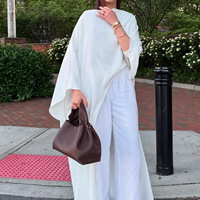 Jalabiya asymétrique élégante et tendance, haut à manches longues de style moyen-oriental, collection de mode modeste haut de gamme de Dubaï