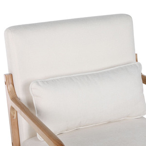 Sillón Moderno de Mediados de Siglo, Sillón de Diseño con Estructura de Madera Maciza <span class=keywords><strong>y</strong></span> Cojín Lumbar Desmontable, Sillón Individual Cuadrado Tipo F - Product Image 3