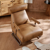 Fauteuil lounge moderne de luxe à dossier haut, rembourrage en mousse 45D et plumes, structure en acier inoxydable, fauteuil d'appoint rembourré pour salon