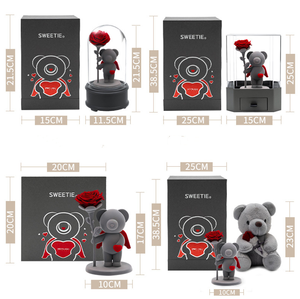 Offre Spéciale fleur éternelle acrylique boîte-cadeau flocage ours en peluche préservé Rose fleur boîte à bijoux pour la fête des mères saint valentin - Product Image 5