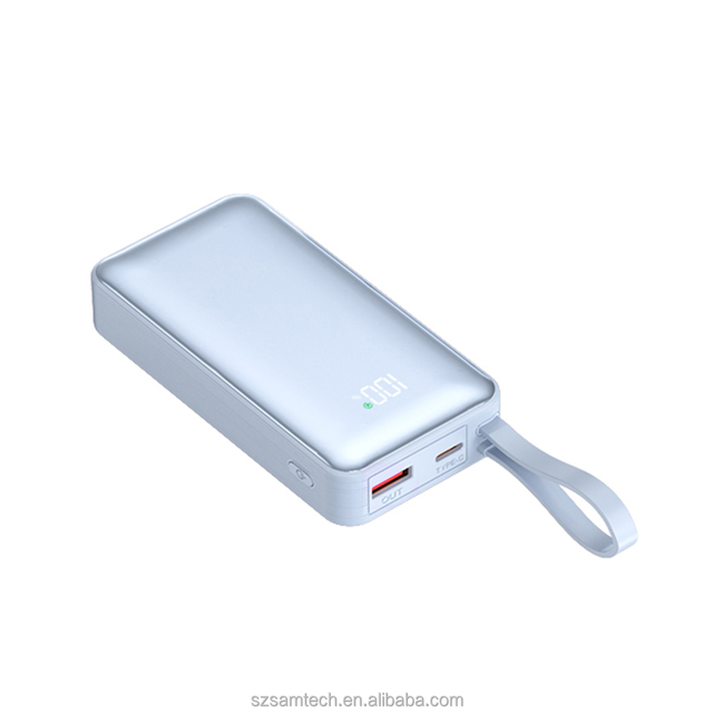 Portable Power Bank 10000mah 22.5W PD Fast Charging Slim with Digital Display Built in Cable for Outdoor Travel