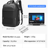 POSO Sac à dos pour ordinateur portable 17 pouces, élégant et haut de gamme, pour voyages d'affaires, extensible, grande capacité, avec charge USB, sac à dos pour voyages courts, pour hommes