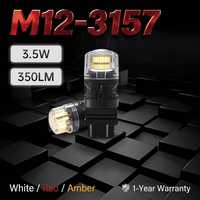 Nouvelle conception M12 60V 360LM Ampoule LED automobile BA15S BAY15D BAU15S Canbus IP68 16 puces SMD 2835 Blanc Rouge Ambre Lampe LED pour camion