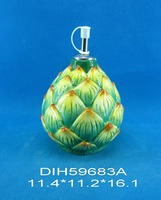Bouteille d'huile en forme d'ananas en céramique peinte à la main