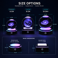Boule de cristal galaxie gravée au laser 3D personnalisée en usine, veilleuse avec base LED en plastique RGB 7 couleurs, cadeau décoratif personnalisé