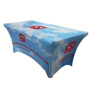 Table Cover Custom Trade for Show Sublimation Printed Logo Polyester Waterproof Fitted Stretch Spandex <b>Square</b> - Product Image 4