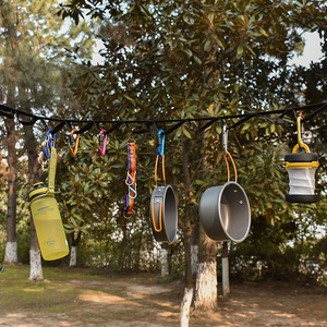 Portable Outdoor Clothesline Rope With 19 Carabiners Hook Type For Camping And Travel Storage Drying Use - Product Image 1